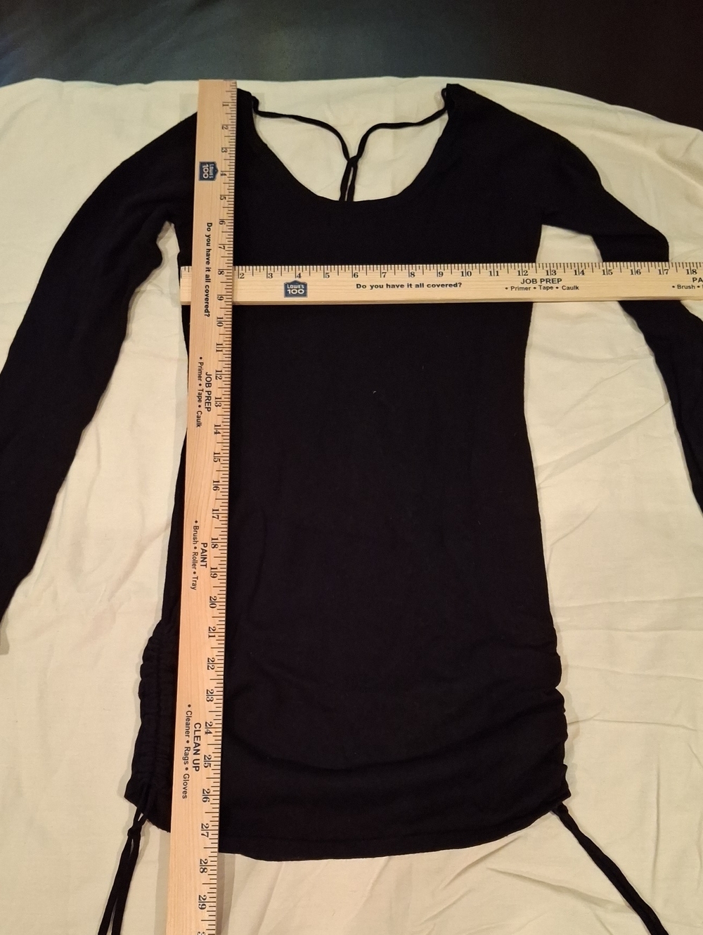 Guess Black Long-Sleeve Scoop Neck Tunic with Back Tie Cold Sholder